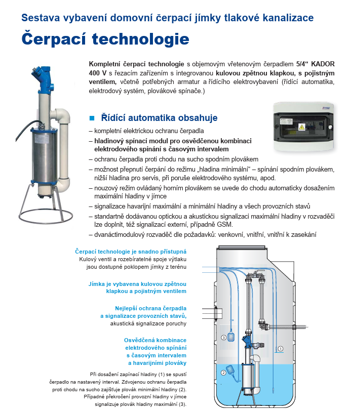 Schéma čerpací technologie KADOR